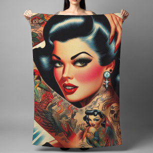 Vintage Tattooed Pin-up Bath Towel