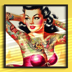 Vintage Tattooed Pinup Poster