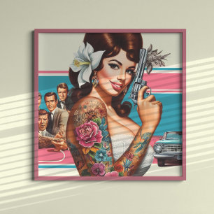 Vintage Tattooed Pulp Pin-up Poster