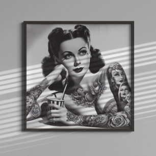 Vintage Tattooed Woman Poster