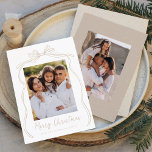 Vintage Taupe Bow Merry Christmas 2 Photo Holiday Card<br><div class="desc">Celebrate the holiday season with this charming Christmas card featuring your family's photo framed by a festive taupe bow and ribbon on a crisp white background. "Merry Christmas" is elegantly written in a charming taupe handwritten script, with space to personalise your family name below. The back of the card showcases...</div>