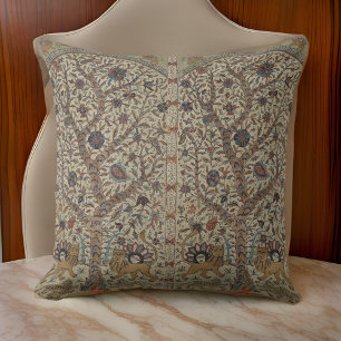 Vintage Taupe Trees Ancient People Cushion