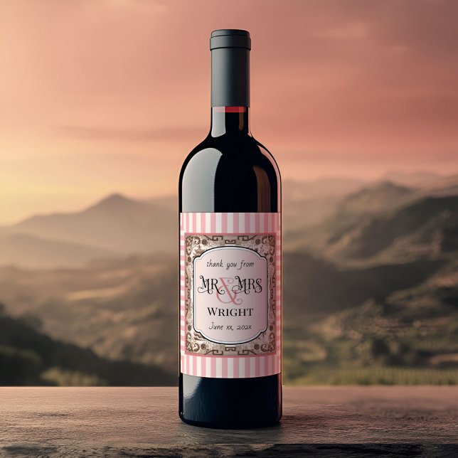 Vintage Taupe Willow Wedding Wine & Food Labels (Creator Uploaded)