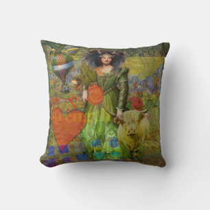Vintage Taurus Classic Woman Portrait Gothic Art Cushion