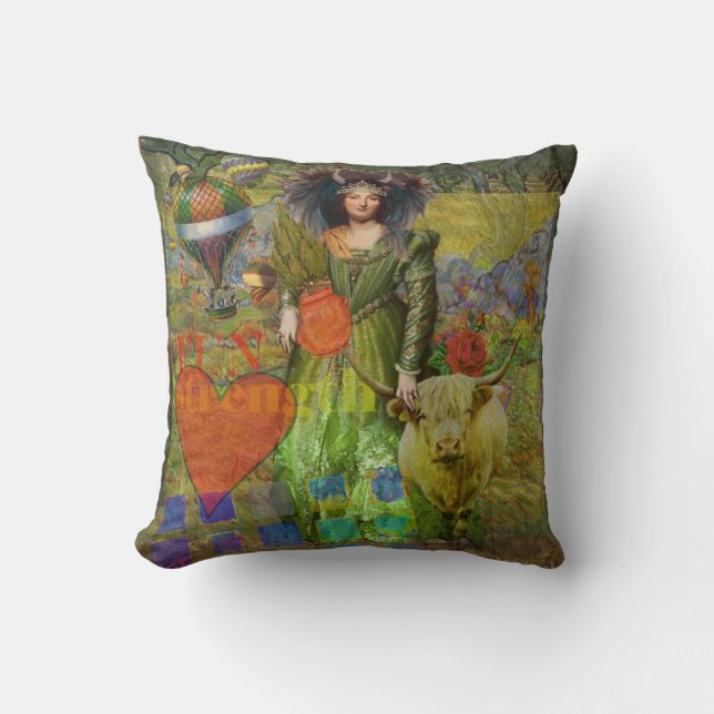 Vintage Taurus Classic Woman Portrait Gothic Art Cushion (Front)