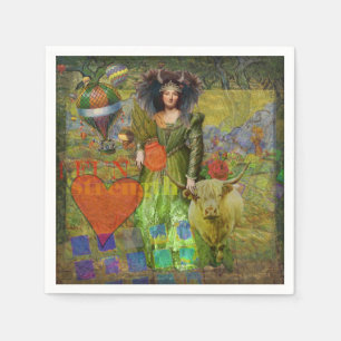 Vintage Taurus Classic Woman Portrait Gothic Art Napkin