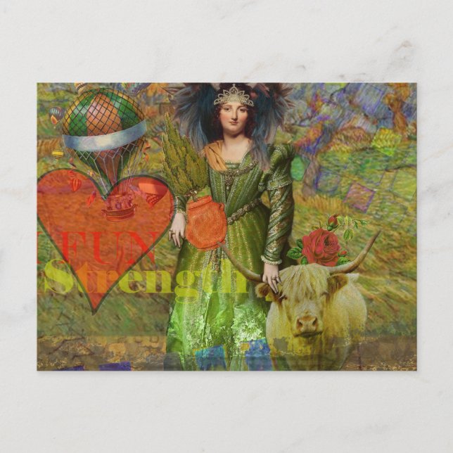 Vintage Taurus Classic Woman Portrait Gothic Art Postcard (Front)