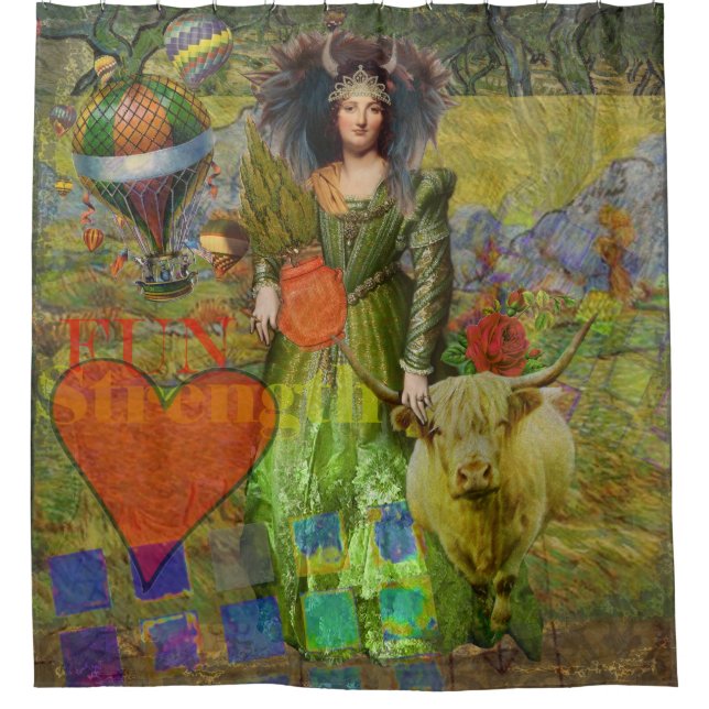 Vintage Taurus Classic Woman Portrait Gothic Art Shower Curtain (Front)