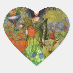 Vintage Taurus Fantasy Gothic Art Heart Sticker