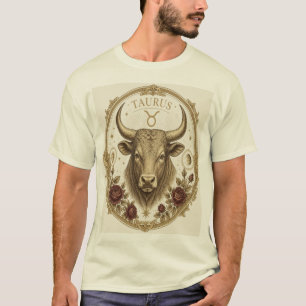 Vintage Taurus Zodiac Bull Art T-Shirt