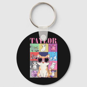 Vintage Taylor First Name Personalised Cat Birthda Key Ring