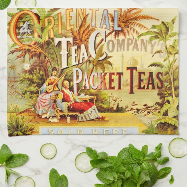 Vintage Tea Advertising Tea Towel (Folded)