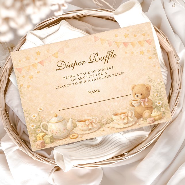 Vintage Tea Afternoon Diapper Raffle Enclosure Card (Creator Uploaded)