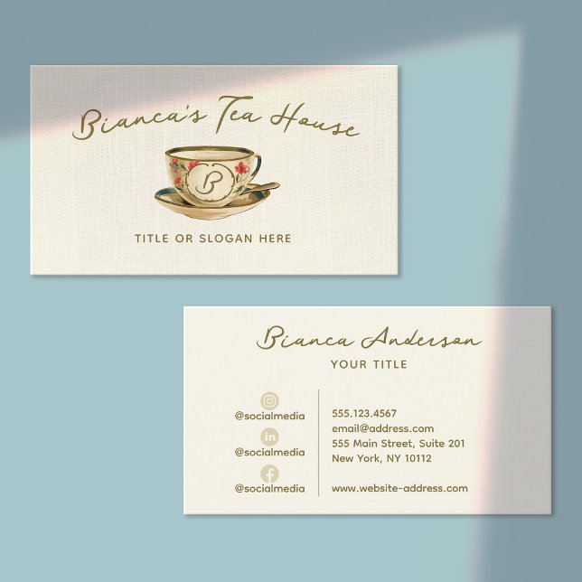 Vintage Tea Cup Business Card (Creator Uploaded)