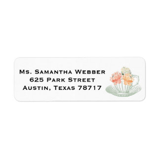 Vintage Tea Cup Floral Return Address Sticker