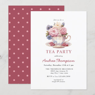 Vintage Tea   Flowers Tea Party Invitation