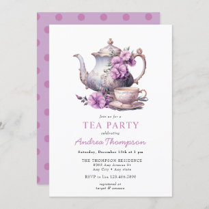 Vintage Tea   Flowers Tea Party Invitation