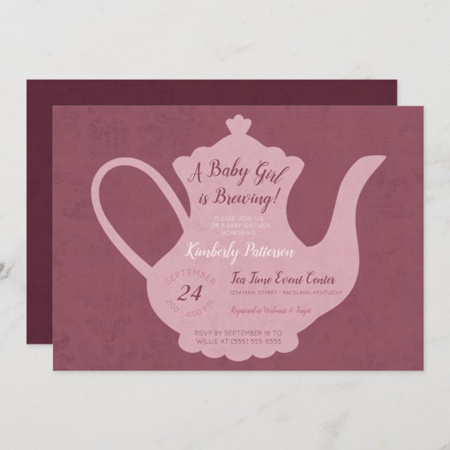 Vintage Tea Party Baby Shower Invitation (Front/Back)