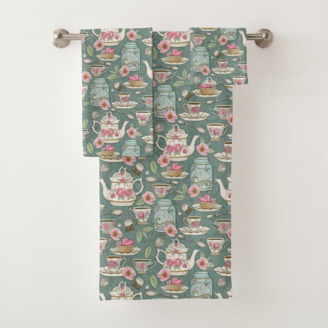 Vintage Tea Party Bath Towel Set (Insitu)