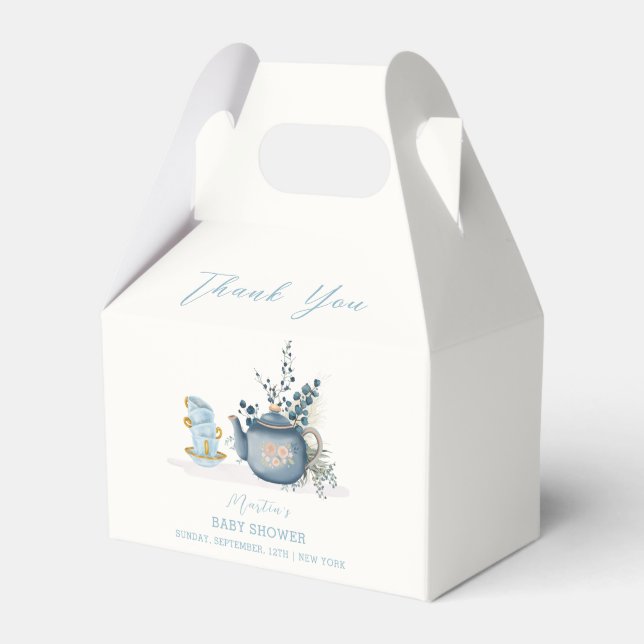 Vintage Tea Party Brewing Baby Shower Favour Box (Front Side)
