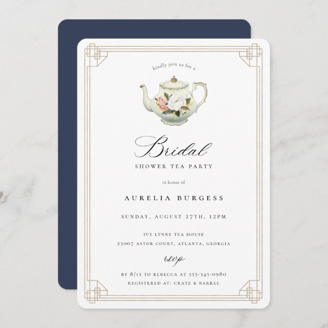 Vintage Tea Party Bridal Shower Invitation (Front/Back)