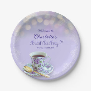 Vintage Tea Party Bridal Shower Lavender Paper Plate