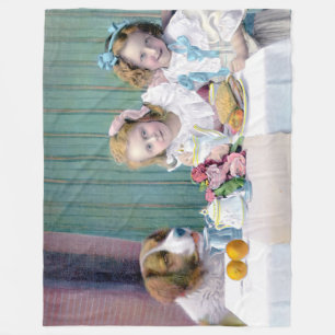 Vintage Tea Party Fleece Blanket