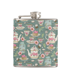 Vintage Tea Party Hip Flask