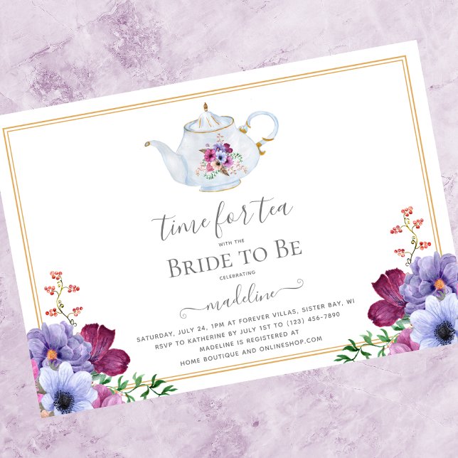 Vintage Tea Party Teapot Bridal Shower Invitation (Creator Uploaded)