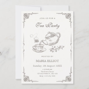 Vintage tea pot invitation