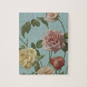 Vintage Tea Rose and Blush Roses Jigsaw Puzzle