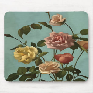 Vintage Tea Rose and Blush Roses Mouse Pad