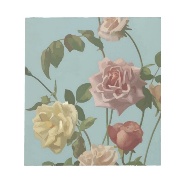 Vintage Tea Rose and Blush Roses Notepad (Front)