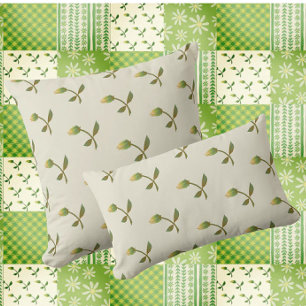 Vintage Tea Stained Yellow Rose Buds Cushion