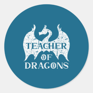 Vintage Teacher Of Dragons Funny Quotes Teacher St Classic Round Sticker