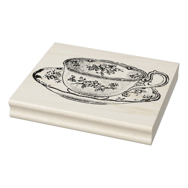 Vintage Teacup and Saucer Rubber Art Stamp (Stamp)