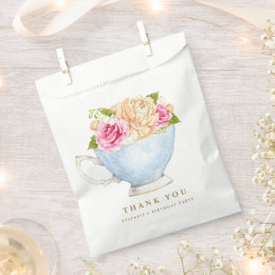 Vintage Teacup Floral Bouquet Birthday Tea Party Favour Bag