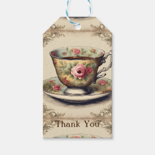 Vintage TeaCup Floral Bridal Shower Tea Party  Gift Tags