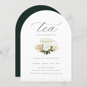 Vintage Teacup Floral Tea Party Invitation