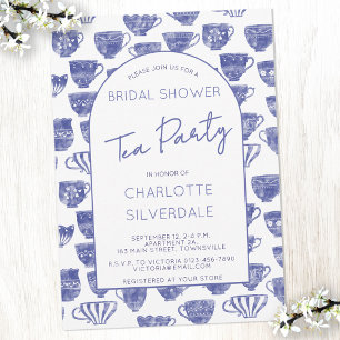 Vintage Teacup Watercolor Tea Party Bridal Shower Invitation