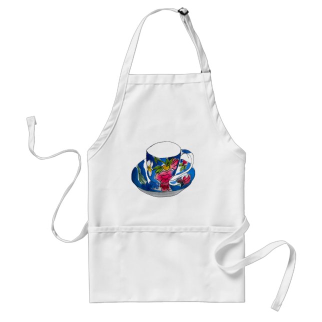 Vintage Teacups original watercolour illustration Standard Apron (Front)