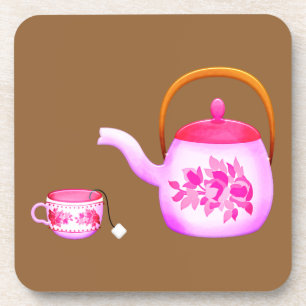 Vintage Teacups teapot illustration Coaster