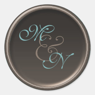 Vintage Teal and Brown 1.5" Diameter Round Sticker