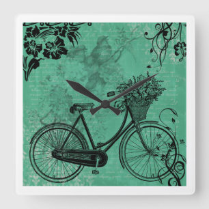 Vintage Teal Bicycle Wall Clock