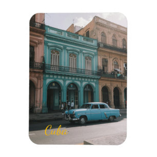 Vintage Teal Classic Car Old Havana Cuba Colonial Magnet