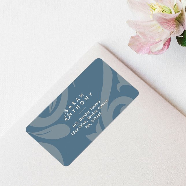 Vintage Teal Damask Classic Wedding Address Label (Creator Uploaded)