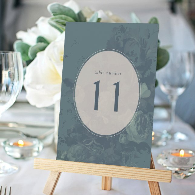 Vintage Teal Elegant Rustic Floral Table Number (Creator Uploaded)