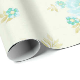 Vintage teal floral pattern wrapping paper