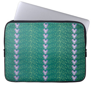 Vintage Teal Floral Violets wallpaper pattern Laptop Sleeve