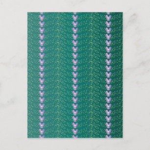 Vintage Teal Floral Violets wallpaper pattern Postcard